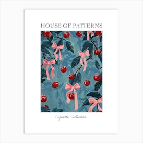 Folk Pink Bows 4 Pattern Poster Art Print