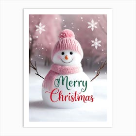 Snowy Smiles and Christmas Cheer: Merry Christmas Snowman Art Print