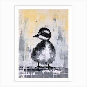 Black & White Impasto Painting Of A Duckling 2 Art Print