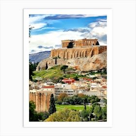 The Athens Acropolis And The Temple Of The Olympian Zeus Art Print