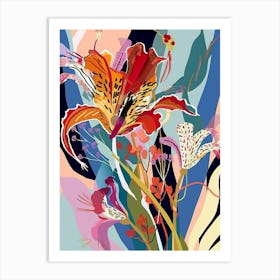 Colourful Flower Illustration Kangaroo Paw Flower 4 Art Print