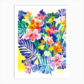 Gladioli Modern Colourful Flower Art Print