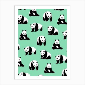 Pandas on Green Art Print