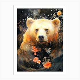 Bear With Flowers 2 Art Print