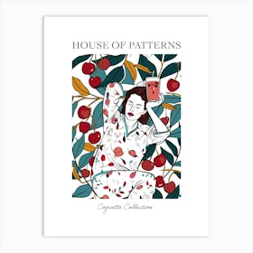 Woman Portrait With Cherries 10 Pattern Poster Art Print