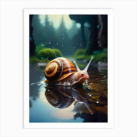 Snail In The Rain Art Print