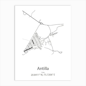 Antilla,Cuba Minimalist Map Art Print