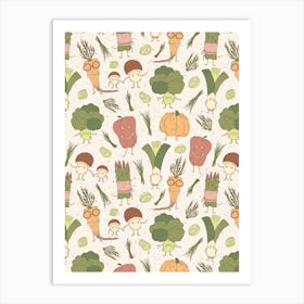 Funny Veggies Pattern Art Print