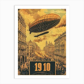 Aihrgdesign A Vintage Poster Of An Early Airship Soaring Abov 094872b1 7402 4bb1 8862 6f13ea3ea965 0 Art Print