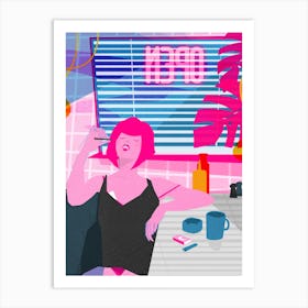 Motel Girl Neon Signs Art Print