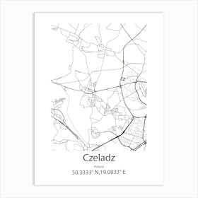 Czeladz,Poland Minimalist Map Art Print