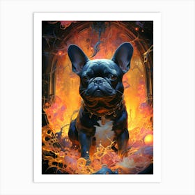 Floral Fantasy Bulldog Art Print