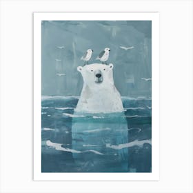 Polar Bear And Seagulls Art Print