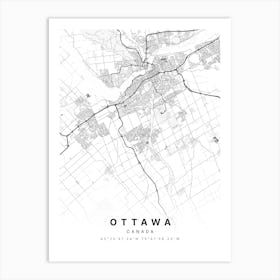 Ottawa Ontario Canada White Map Art Print