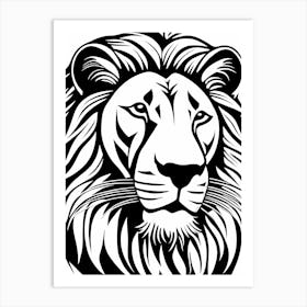 Lion Linocut Sketch Black And White art, animal art, 144 Art Print
