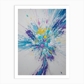 Blue And Yellow Splatter Painting Art Print