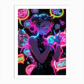 Neon Girl Art Print