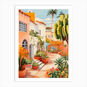 Bright Gouache Moroccan Courtyard. Retro Travel Art Print