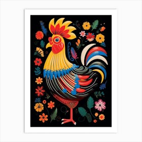 Folk Bird Illustration Chicken 6 Art Print