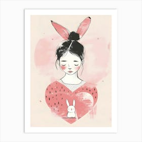 Girl With Bunny Ears Art Print