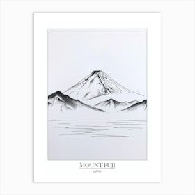 Mount Fuji Japan Line Drawing 1 Poster Art Print