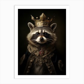 Vintage Portrait Of A Honduran Raccoon Wearing A Crown 4 Art Print