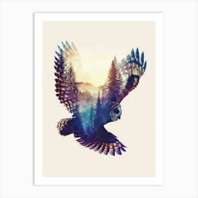 Owl In Flight Art Print