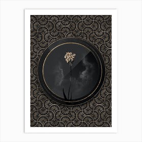 Shadowy Vintage Chincherinchee Botanical on Black with Gold n.0172 Art Print