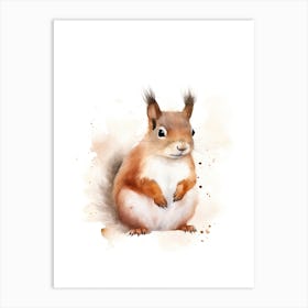 Baby Squirrel Watercolour Nursery 1 Art Print