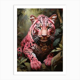 Pink Jaguar art print Art Print