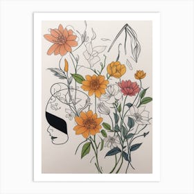 Flowers And Butterflies Charm Art Print