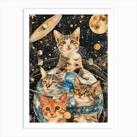 Kitsch Space Cat Retro Collage 1 Art Print