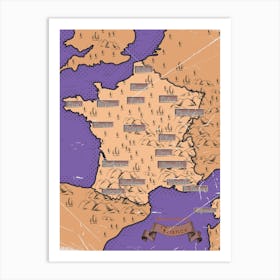 Vintage Map Of France Art Print