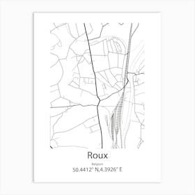 Roux,Belgium Minimalist Map Art Print