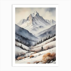 Vintage Muted Winter Mountain Landscape (2) Art Print