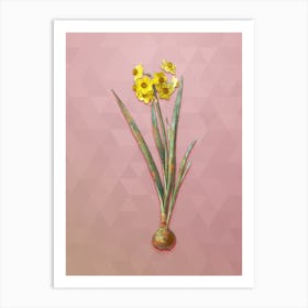 Vintage Daffodil Botanical Art on Crystal Rose n.0390 Art Print