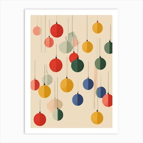 Christmas Ornaments Colorful Art Print