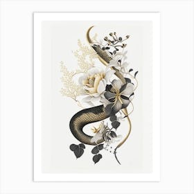 Smooth Snake Gold And Black Art Print