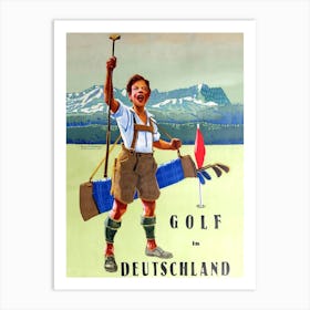 Golf In Deutchland, Vintage Travel Poster Art Print