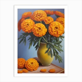 Orange Flowers In A Vase 3 Art Print