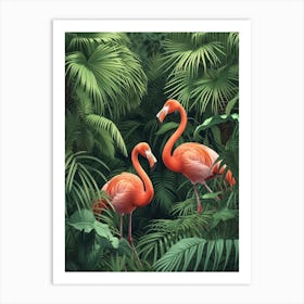 Greater Flamingo Portugal Tropical Illustration 6 Art Print