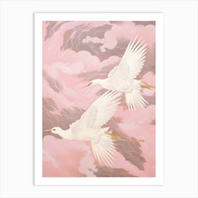 Pink Ethereal Bird Painting Dipper 2 Art Print