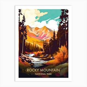 Rocky Mountain National Park Travel Poster Illustration Style 2 Art Print