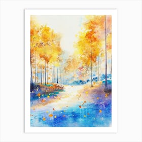 Watercolor Autumn Forest Art Print