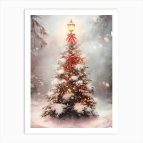 Christmas Tree In The Snow Art Print