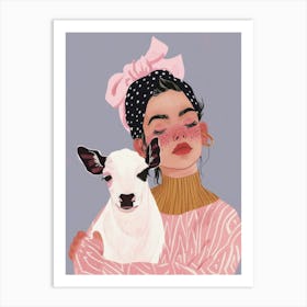 Girl With A Sheep 1 Art Print