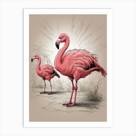 Flamingos 5 Art Print