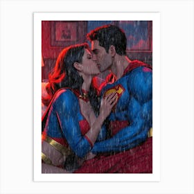 Hug Kissing Super Man Poster