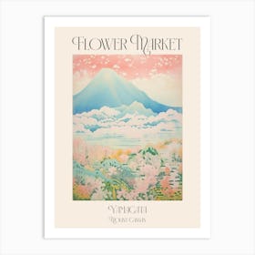 Flower Market Mount Gassan In Yamagata, Japanese Landscape 4 Poster Art Print