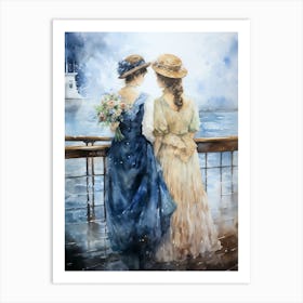 Titanic Ladies On Ship Watercolour 3 Art Print